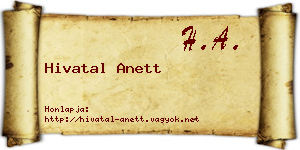 Hivatal Anett névjegykártya