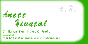 anett hivatal business card